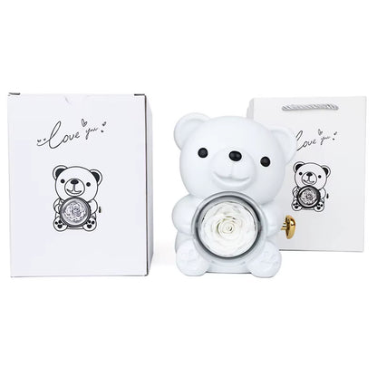 Preserved Rose Teddy Bear Gift I for You Necklace-Eternal Flowers for Graduation Mom Wife Girlfriend-Long Lasting 3-5 Years