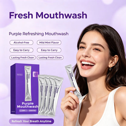 Purple Mouthwash Strips Alcohol Free Long Lasting Mint Fresh Breath Remove Stain Tone up Yellow Teeth Portable Mouthwash 20PCS