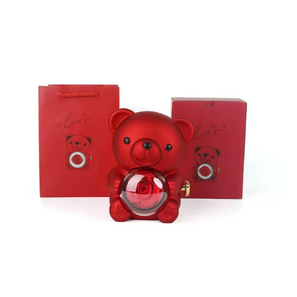 Preserved Rose Teddy Bear Gift I for You Necklace-Eternal Flowers for Graduation Mom Wife Girlfriend-Long Lasting 3-5 Years